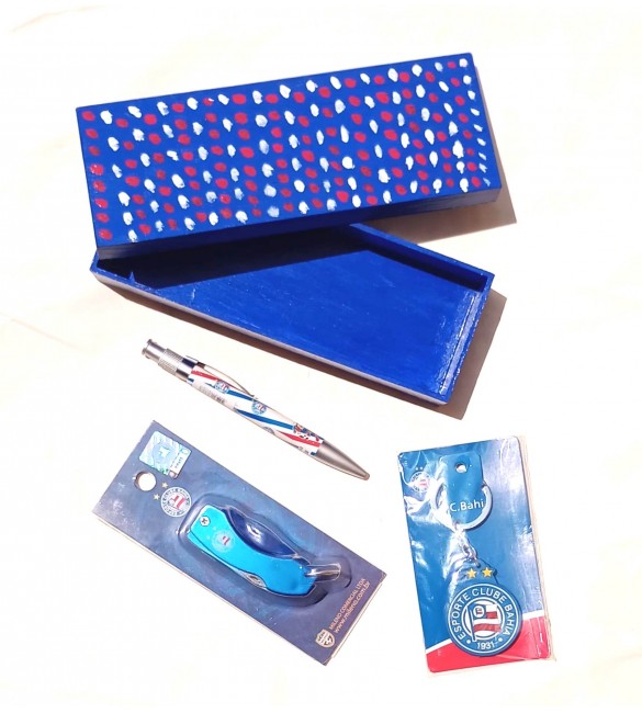 Kit Torcedor Bahia 01 caixa MDF com tampa + 01chaveiro +caneta +lanterna